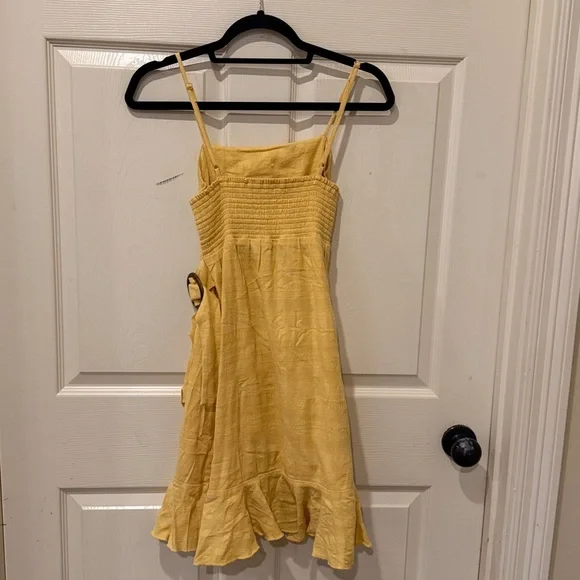 American Eagle yellow faux wrap mini dress, medium - Picture 5 of 7